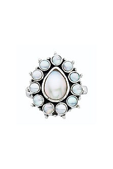 Mother Of Pearl Teardrop Ring In Sterling Silver