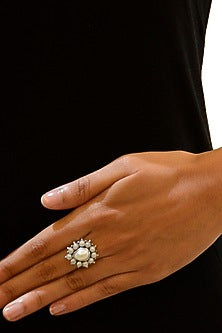 Mother Of Pearl Teardrop Ring In Sterling Silver