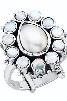 Mother Of Pearl Teardrop Ring In Sterling Silver