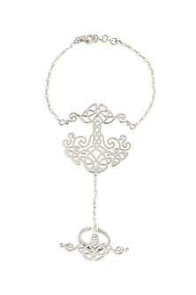 Silver Finish Freshwater Pearl Hand Harness In Sterling Silver