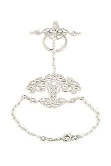 Silver Finish Freshwater Pearl Hand Harness In Sterling Silver