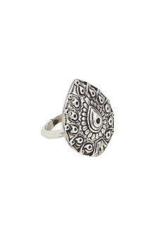 Oxidised Finish Midi Ring In Sterling Silver