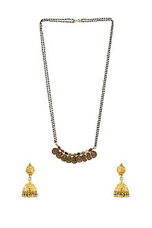 Gold Plated Multi-Colored Semi-Precious Stone Mangalsutra Set In Sterling Silver