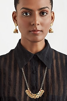 Gold Plated Multi-Colored Semi-Precious Stone Mangalsutra Set In Sterling Silver