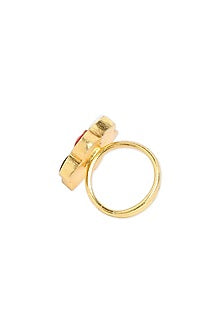 Gold Plated Navratna Gem Ring In Sterling Silver