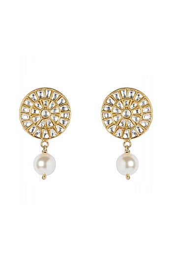 Gold Plated Ruby Synthetic Stone Stud Earrings With Bracelet In Sterling Silver