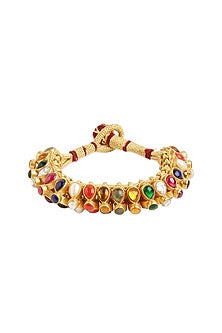Gold Plated Ruby Synthetic Stone Stud Earrings With Bracelet In Sterling Silver
