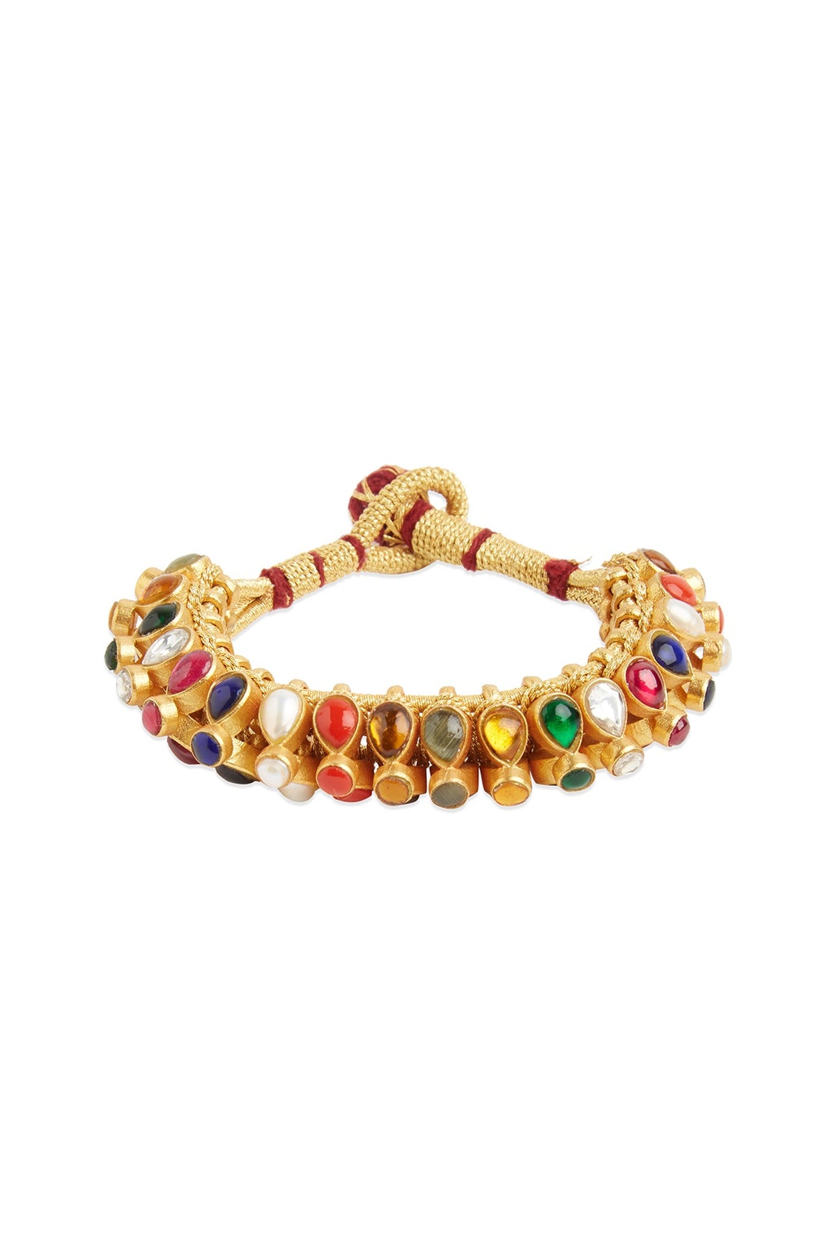Gold Plated Ruby Synthetic Stone Stud Earrings With Bracelet In Sterling Silver