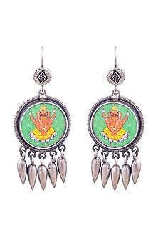 Silver Finish Painted Avighna Earrings