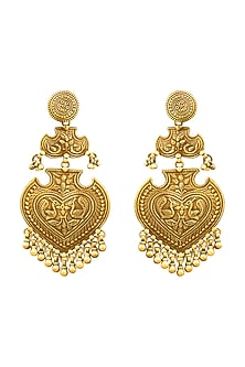 Gold Plated Hand Carved Peacock Earrings