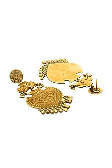 Gold Plated Hand Carved Peacock Earrings