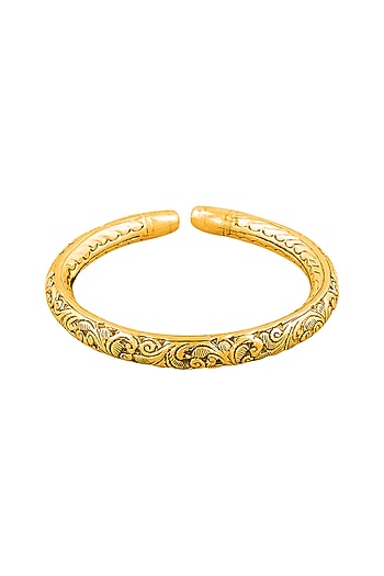 Gold Plated Engraved Kada Bangle