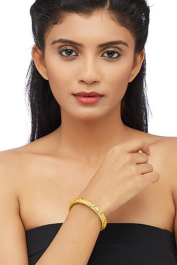 Gold Plated Engraved Kada Bangle