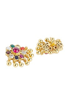 Gold Plated Navratna Stone Earrings