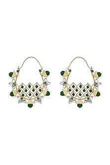 Gold Plated Green Onyx Stone Earrings
