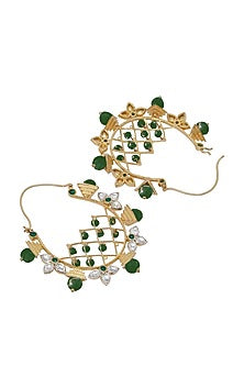 Gold Plated Green Onyx Stone Earrings