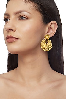 Gold Plated Floral Chandbali Earrings