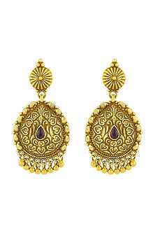 Gold Plated Stud Earrings With Ghungroos