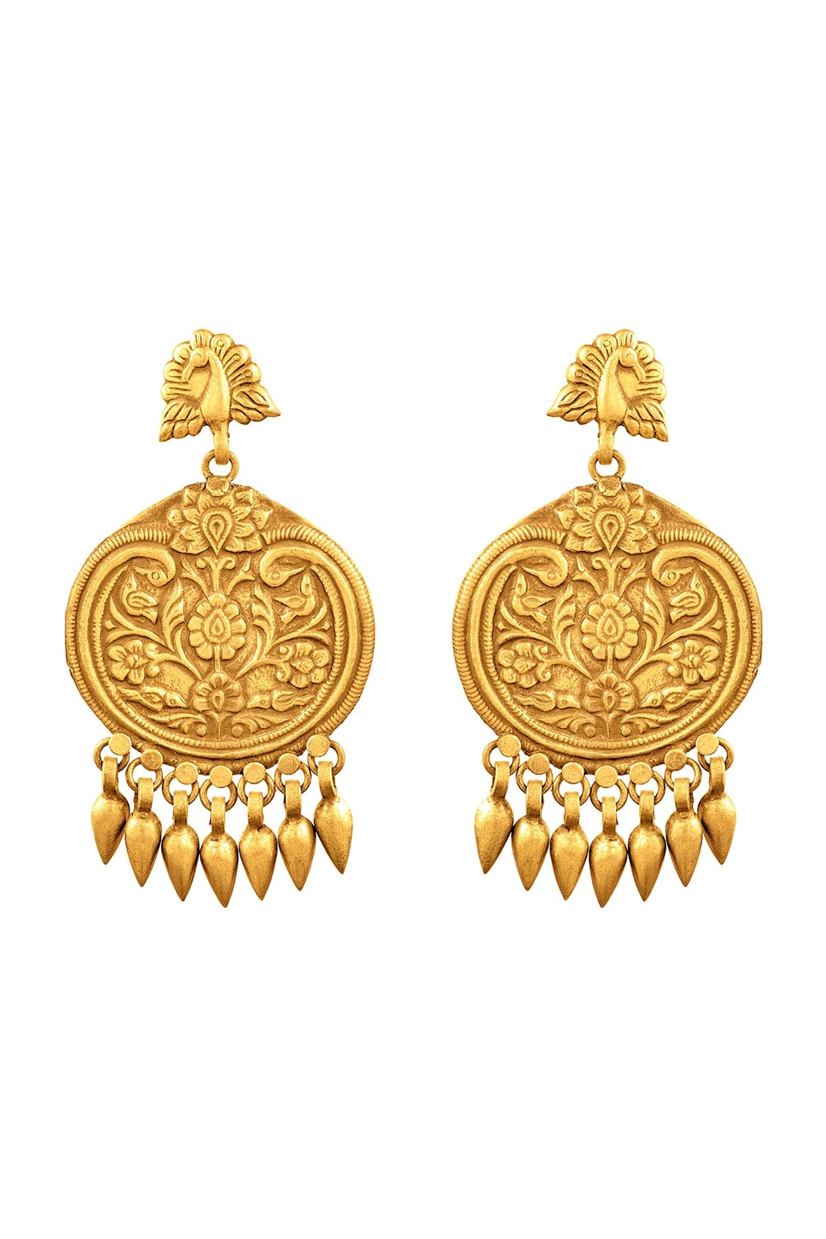 Gold Plated Peacock Chandbali Earrings