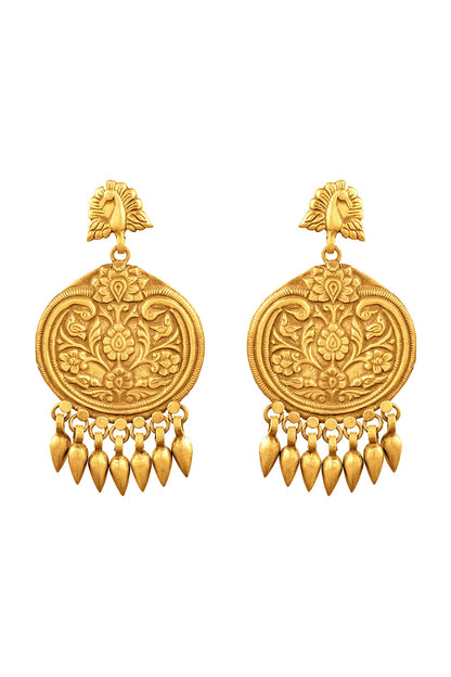 Gold Plated Peacock Chandbali Earrings