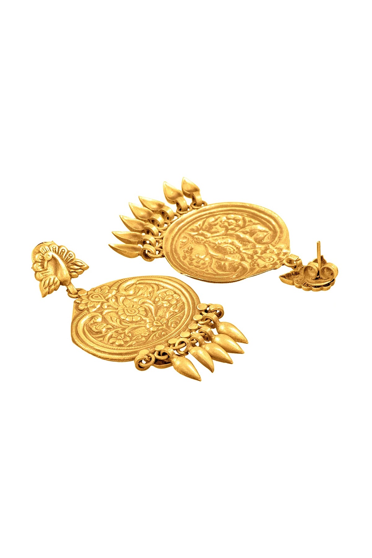 Gold Plated Peacock Chandbali Earrings