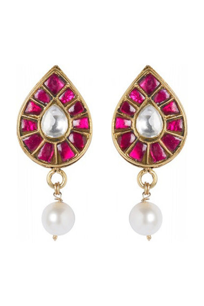 Gold Plated Jadau Stud Earrings