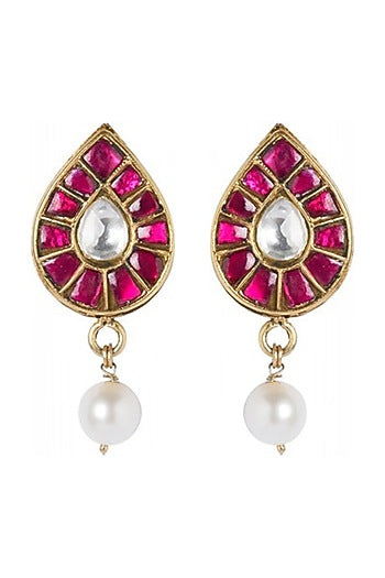 Gold Plated Jadau Stud Earrings