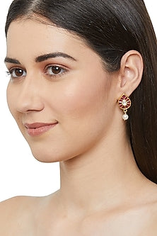 Gold Plated Jadau Stud Earrings