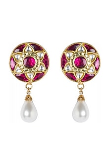 Gold Plated Razia Jadau Stud Earrings