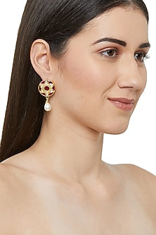 Gold Plated Razia Jadau Stud Earrings