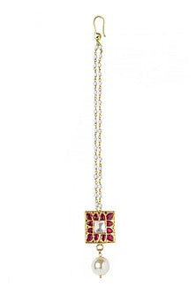 Gold Plated Parinaza Jadau Maang Tikka