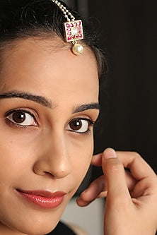 Gold Plated Parinaza Jadau Maang Tikka