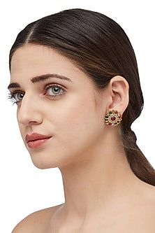 Gold Plated Navratna Stud Earrings