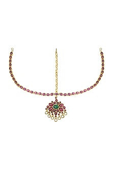 Gold Plated Glass Stone Mathapatti