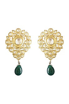 Gold Plated Jadau Stud Earrings