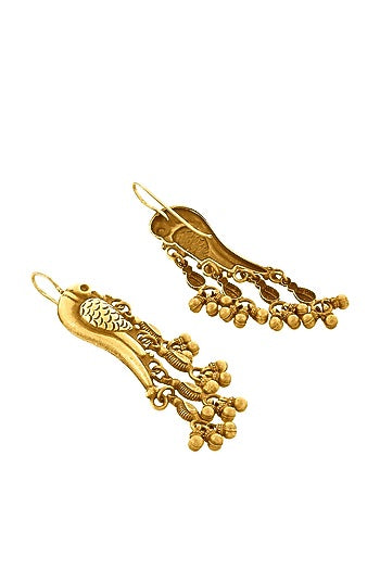 Gold Plated Parrot Earrings With Ghungroos