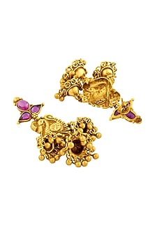 Gold Plated Peacock Temple Jhumka Earrings