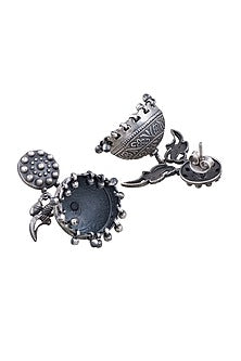 Silver Finish Jhumka Earrings With Ghungroos