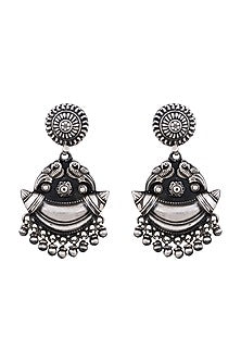Silver Finish Parrot Chandbali Earrings