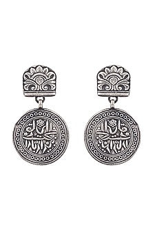 Silver Finish Coin Dangler Earrings