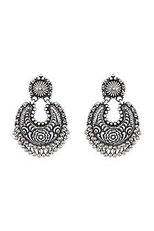 Silver Finish Mahnoor Chandbali Earrings