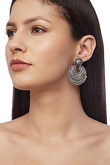 Silver Finish Mahnoor Chandbali Earrings