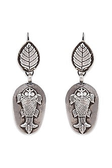 White Finish Tribal Earrings