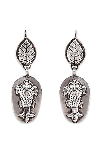 White Finish Tribal Earrings