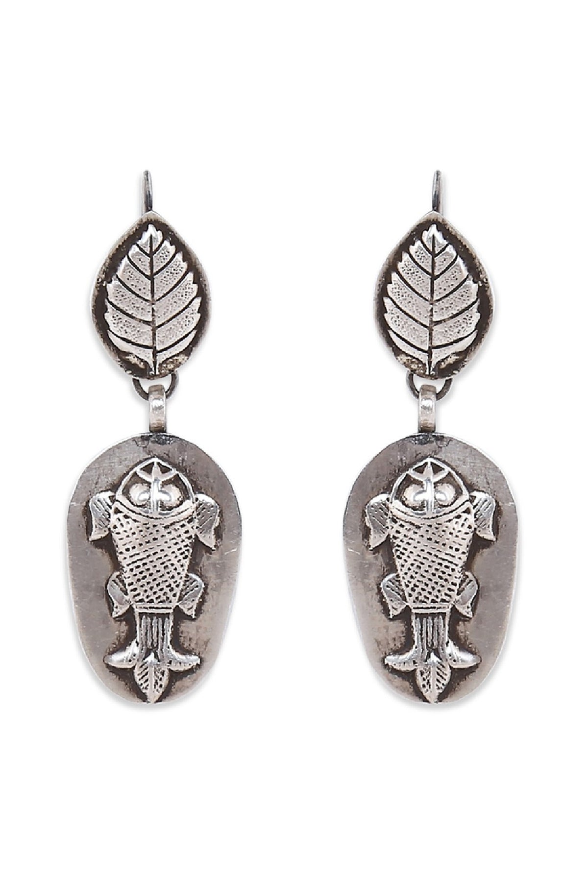 White Finish Tribal Earrings