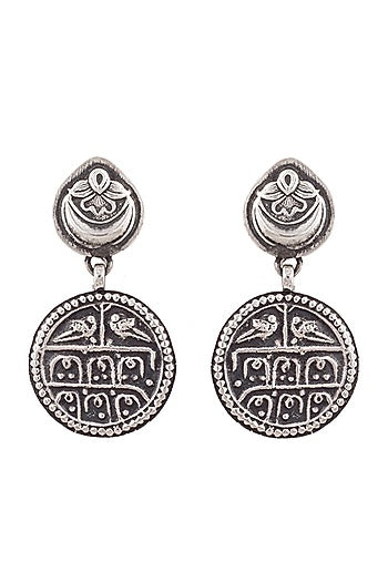White Finish Coin Earrings