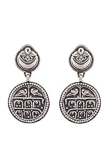 White Finish Coin Earrings