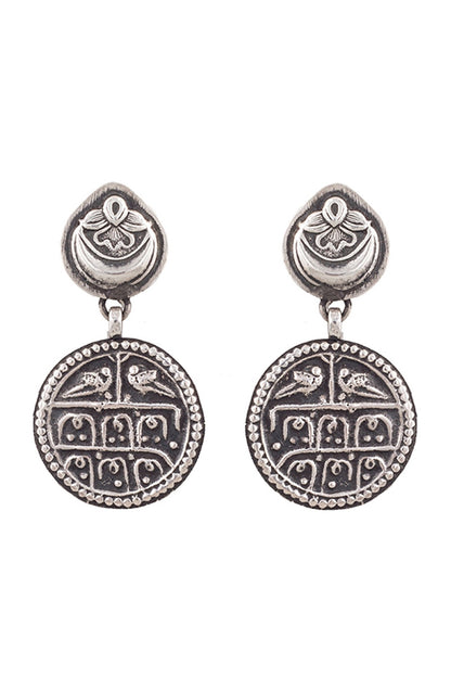 White Finish Coin Earrings