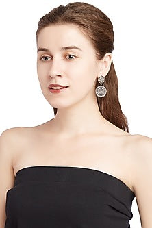 White Finish Coin Earrings
