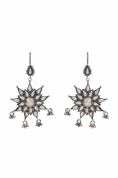 White Finish Star Earrings